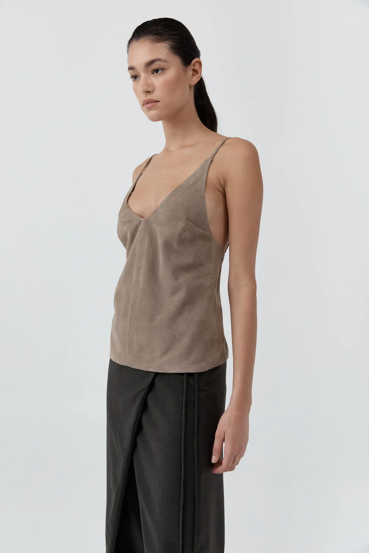 Suede Lowback Tie Top