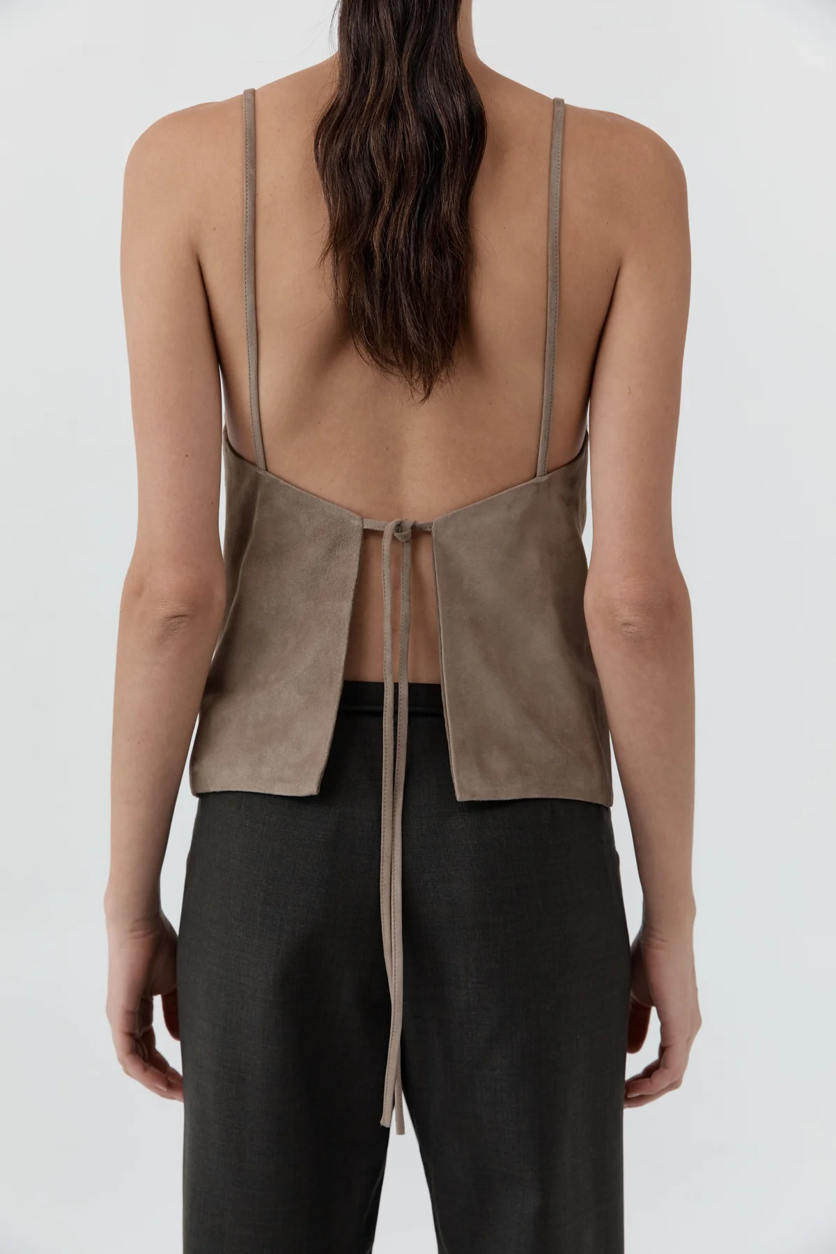 Suede Lowback Tie Top