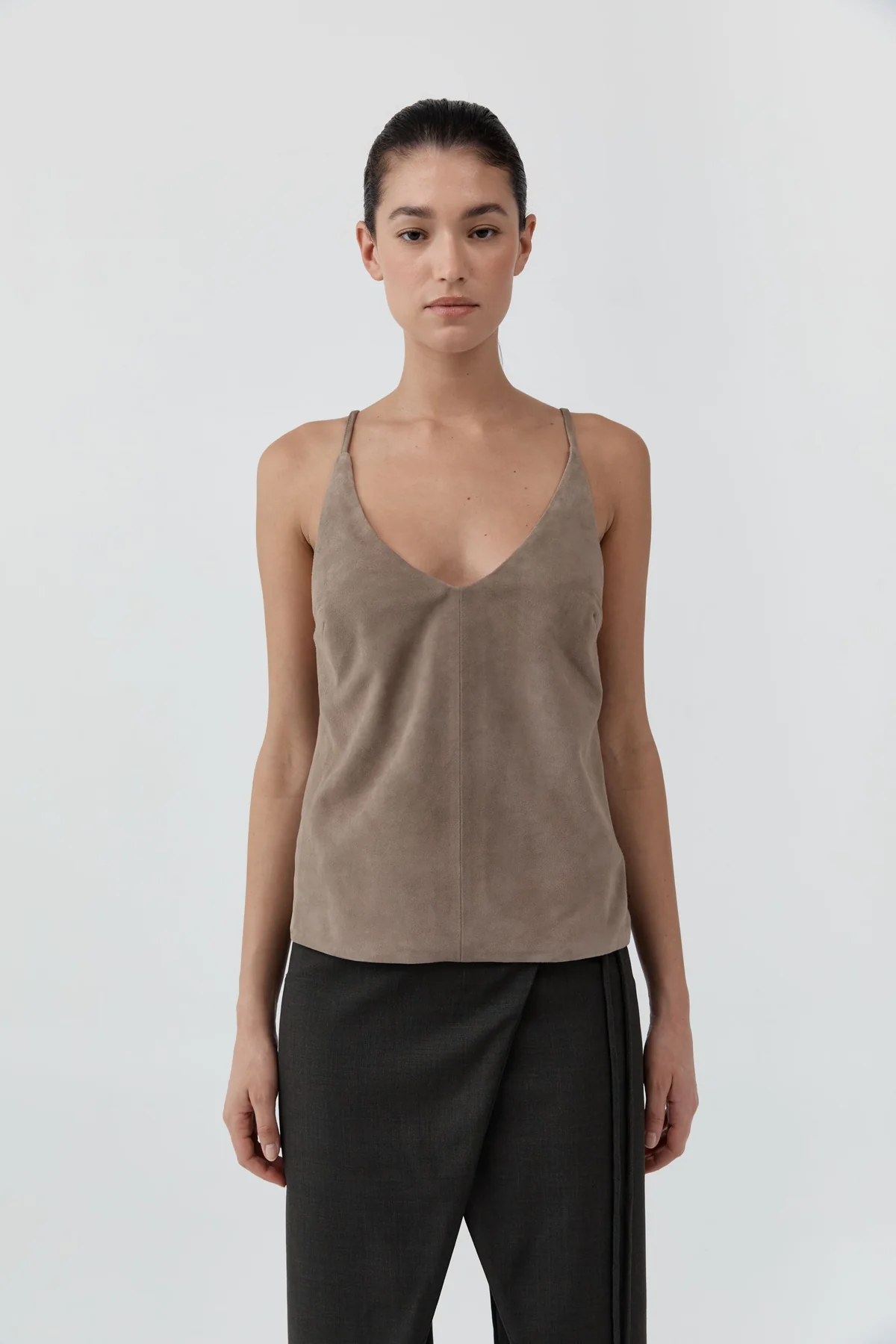 Suede Lowback Tie Top